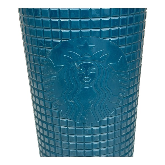 Starbucks Winter 2023 Navy Blue Grid Logo 24 oz Venti Cold Tumbler With Straw - Picture 2 of 9
